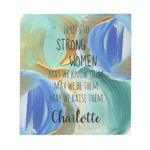 Blue Green & Gold Strong Women Personalized Notepad