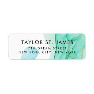 Blue Green Gold Watercolor Vintage Label