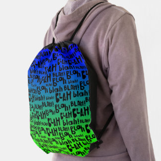 Blue Green Gradient • Blah Blah Blah • Pattern • Drawstring Bag