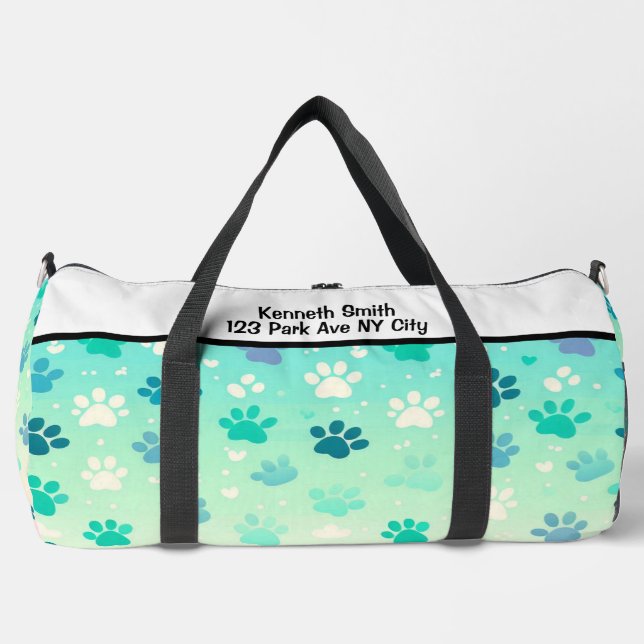 Blue Green Gradient Paw Print Bag (Front)