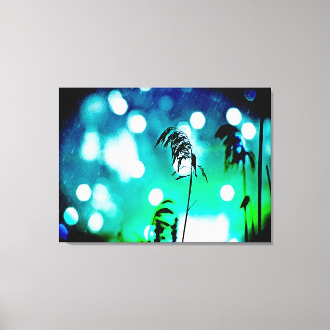 Blue & Green Grass Drama Sparkle Wrapped Canvas Print (Front)