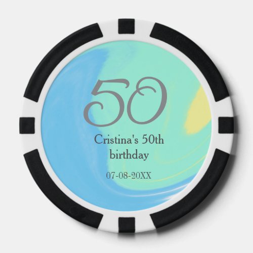 Blue green gray 50th birthday add name date retro