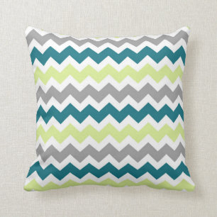 Blue Green Gray Chevron Decorative Pillow