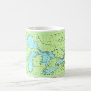 Blue & Green Great Lakes Map Mug