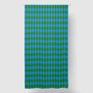 Blue Green Harlequin Checkered Design  Blackout Curtains