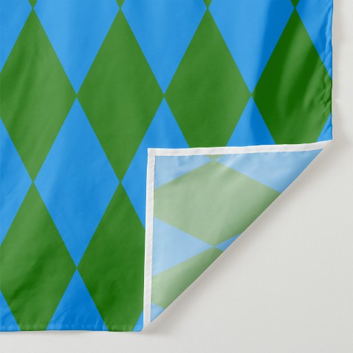Blue Green Harlequin Checkered Design  Fabric