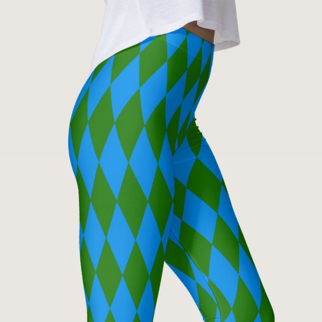 Blue Green Harlequin Checkered Design  Leggings (Creator Uploaded)