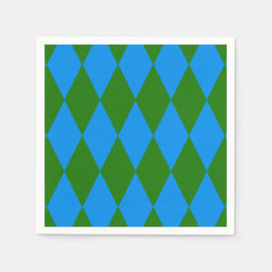 Blue Green Harlequin Checkered Design  Napkins