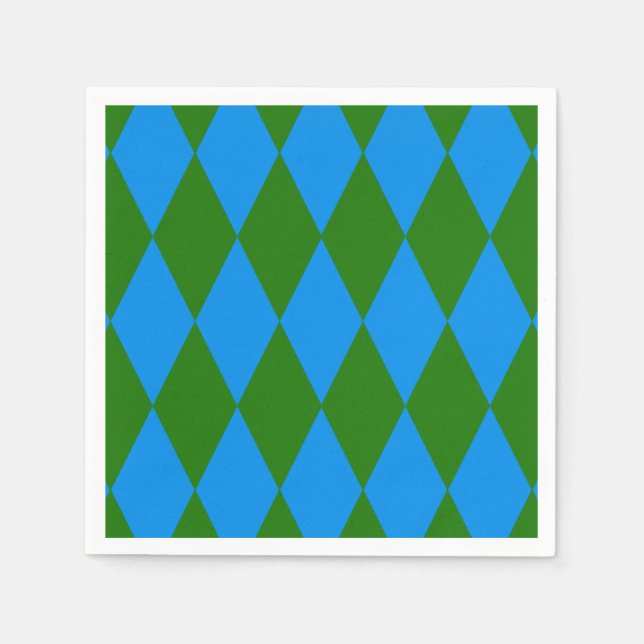Blue Green Harlequin Checkered Design  Napkins (Front)