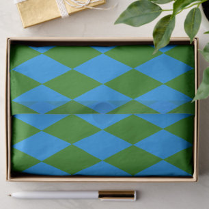 Blue Green Harlequin Checkered Design Tissue Paper