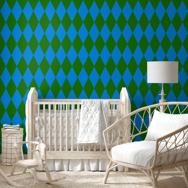 Blue Green Harlequin Checkered Design  Wallpaper (Creator Uploaded)