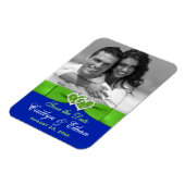 Blue, Green Hearts Save the Date Photo Magnet (Left Side)