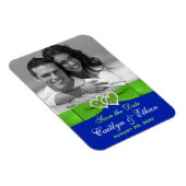 Blue, Green Hearts Save the Date Photo Magnet (Right Side)