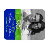 Blue, Green Hearts Save the Date Photo Magnet (Horizontal)