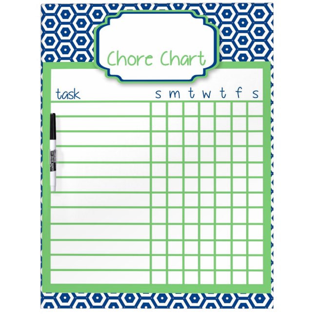 Blue & Green Honeycomb Chore Chart Dry-Erase Board (Front)