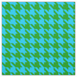 Blue Green Houndstooth Plaid Check Fabric