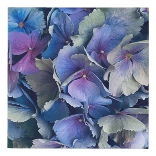 Blue Green Hydrangea Flower Petals  Faux Canvas Print