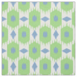 Blue green Ikat diamonds pattern fabric