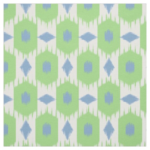 Blue green Ikat diamonds pattern fabric
