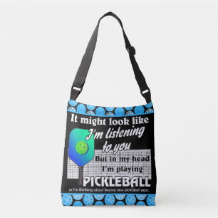Blue Green In My Head I'm Playing Pickleball Court Crossbody Bag