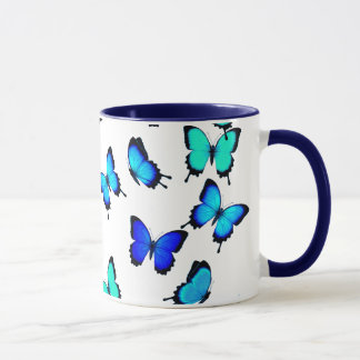 Blue Green Jungle Butterflies Mug
