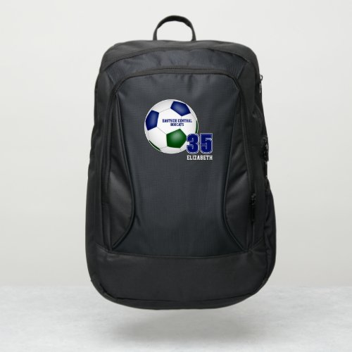 blue green kids teens soccer club colors  port authority backpack