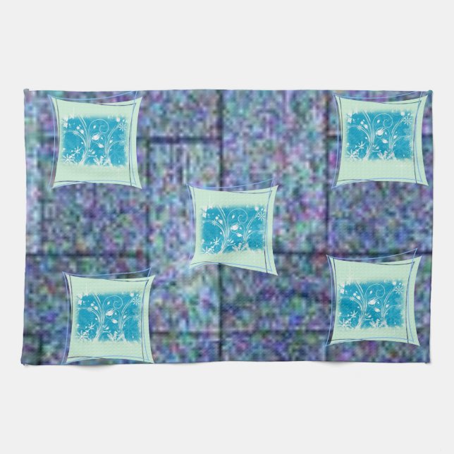 blue green kitchen hand towel (Horizontal)