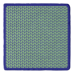 BLUE GREEN KNIT Marble Stone Trivet / Blue