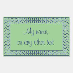 BLUE GREEN KNIT Rectangle Matte Stickers + Text II