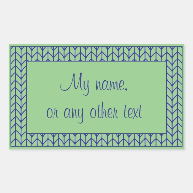 BLUE GREEN KNIT Rectangle Matte Stickers + Text II (Front)