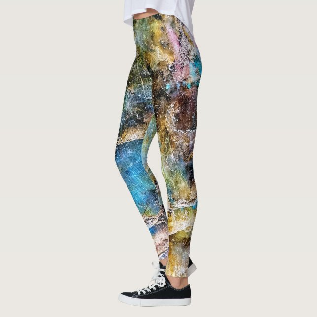 Blue Green Labradorite Gemstone Leggings (Left)