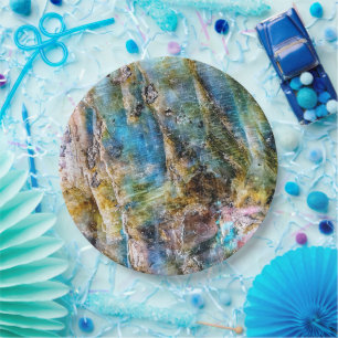 Blue Green Labradorite Gemstone Paper Plates