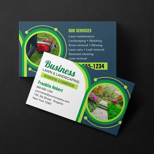 Blue Green Landscaping Mowing Lawn Maintenance Business Card