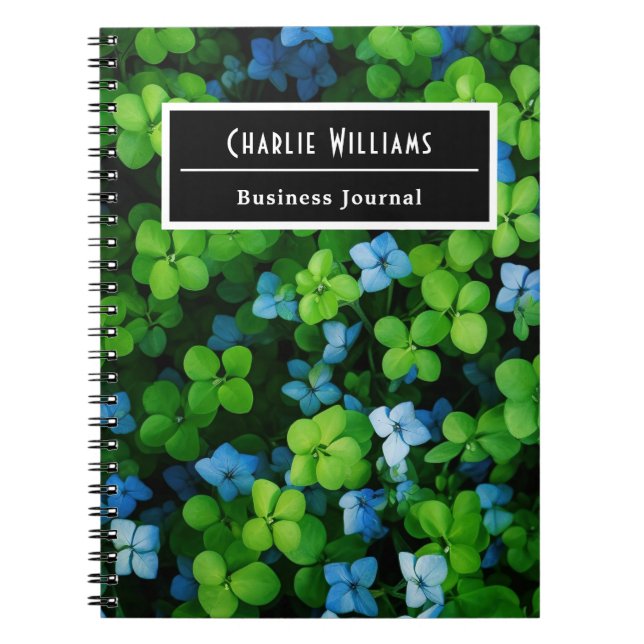 Blue green leaf pattern | Personalized Spiral Notebook (Front)