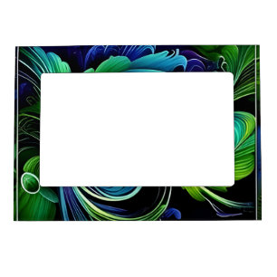 blue green leafy abstract magnetic frame