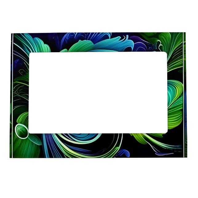 blue green leafy abstract magnetic frame (Front)