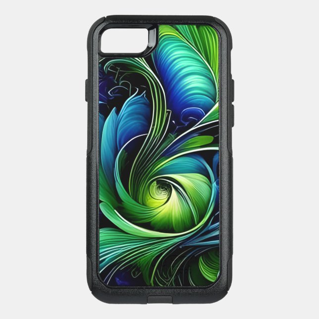 Blue Green leafy abstract OtterBox Samsung Galaxy Case (Back)