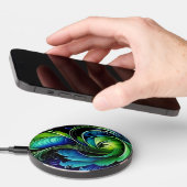 Blue Green Leafy abstract Wireless Charger (Hand)