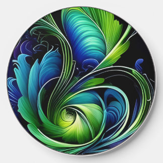 Blue Green Leafy abstract Wireless Charger