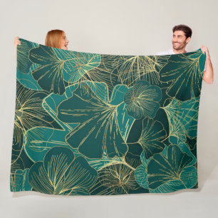 Blue-Green Leaves  Fleece Blanket