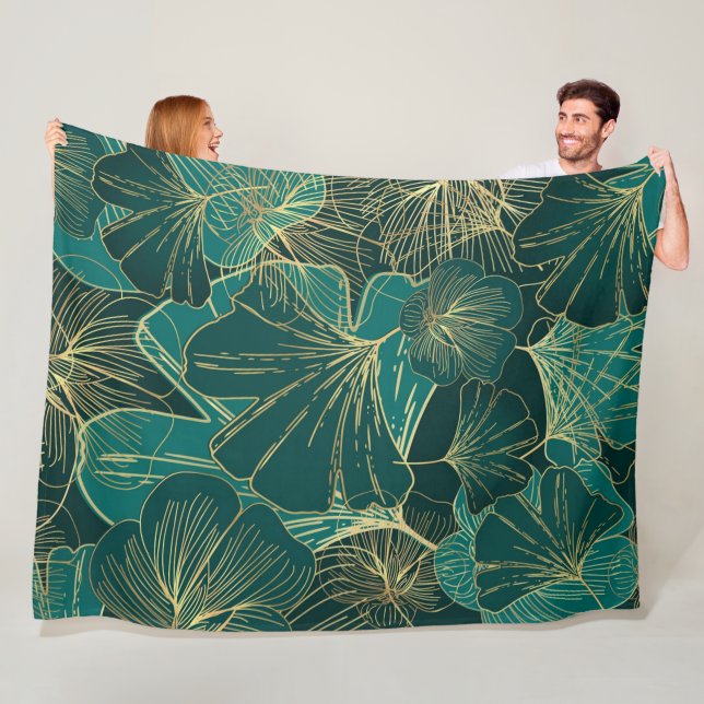 Blue-Green Leaves  Fleece Blanket (In Situ)