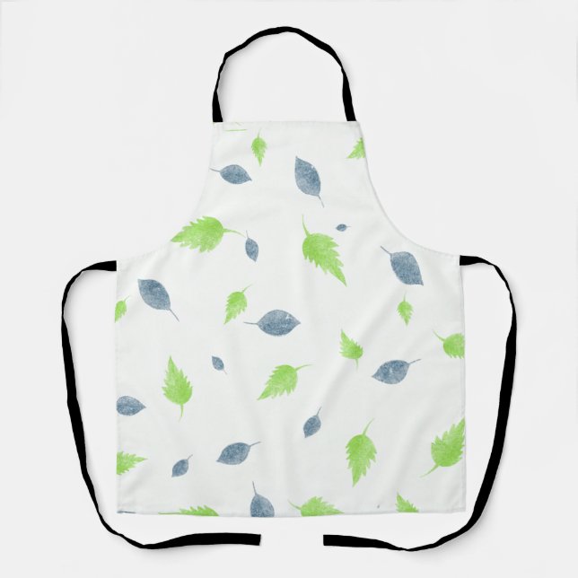 Blue & Green Leaves Pattern  Apron (Front)