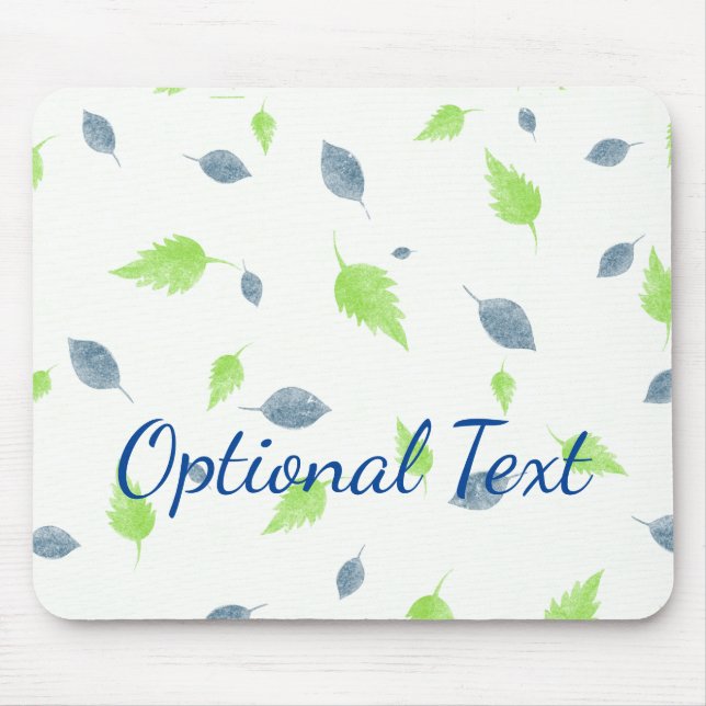 Blue & Green Leaves Pattern  Mouse Pad (Front)