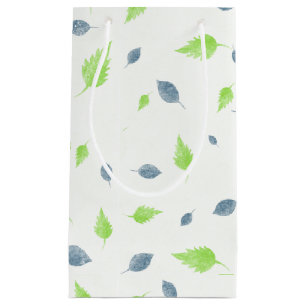 Blue & Green Leaves Pattern Small Gift Bag