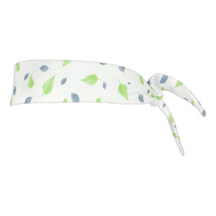 Blue & Green Leaves Pattern Tie Headband