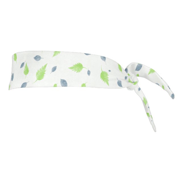 Blue & Green Leaves Pattern  Tie Headband (Rotate 90)