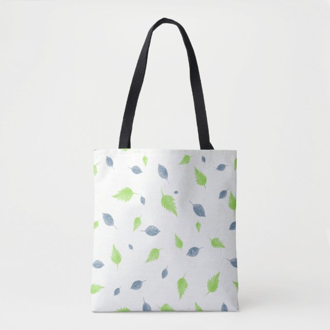 Blue & Green Leaves Pattern  Tote Bag (Front)