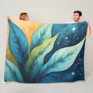 Blue Green Leaves Sun and Stars