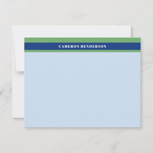 Blue Green Light Blue Stripes Add Your Name Note Card