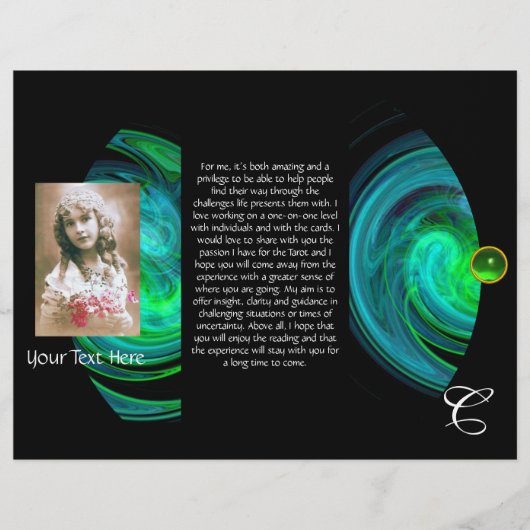 BLUE GREEN LIGHT VORTEX MONOGRAM Tri Fold (Front)